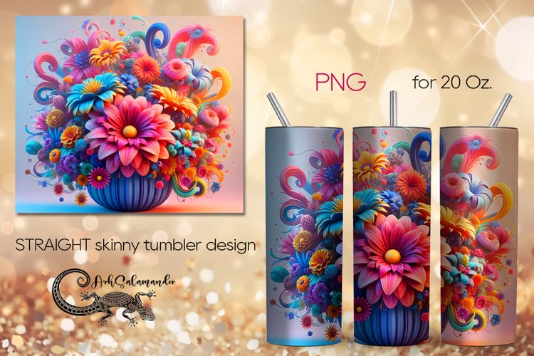 Flowers fantasy| modern skinny tumbler Sublimation design P8