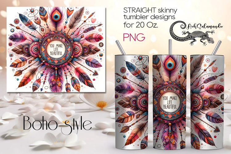 Boho style Inscription| Hippie Straight Skinny Tumbler PLUS8 example image 1