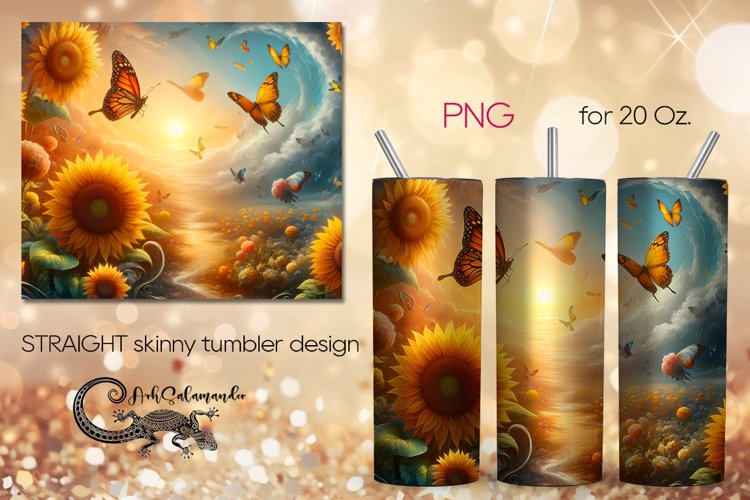 Romantic sunflower | Skinny tumbler Sublimation design PLUS8
