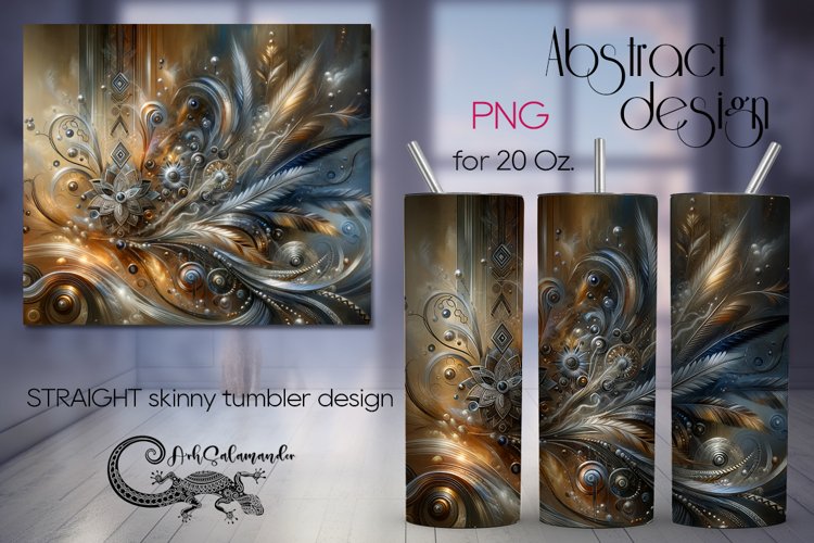 Abstract metallic design | Straight Skinny Tumbler PLUS8