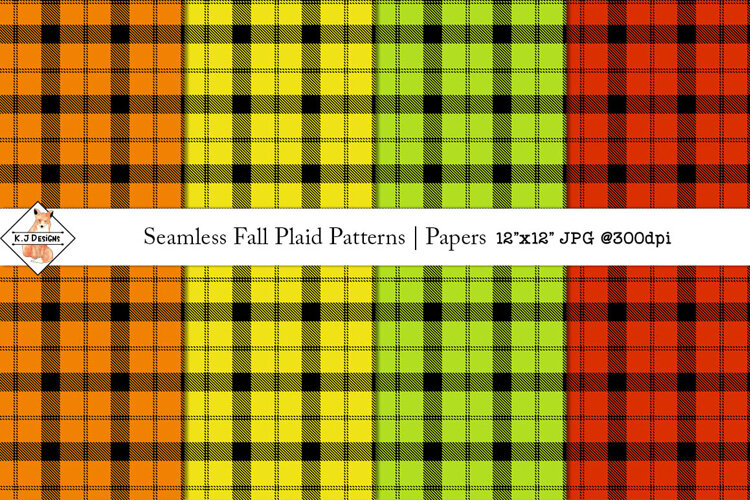 Seamless Fall Plaid Patterns | Digital Papers example image 1