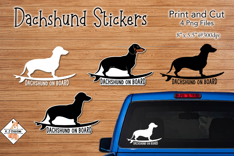 Dachshund On Board Dog Stickers | Print and Cut