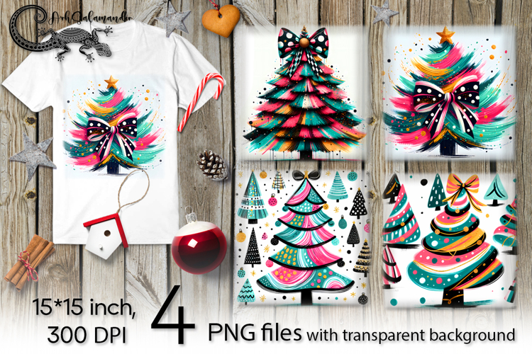 Christmas tree | 4 modern PNG Sublimation designs 2