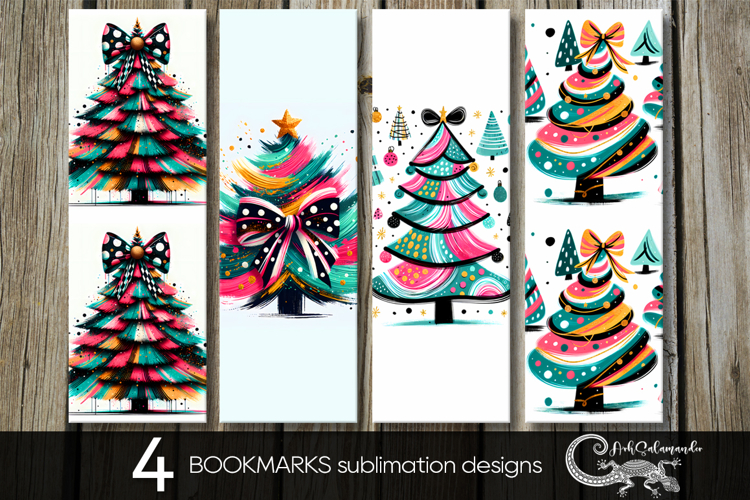 Modern Christmas tree | bookmarks sublimation design PL