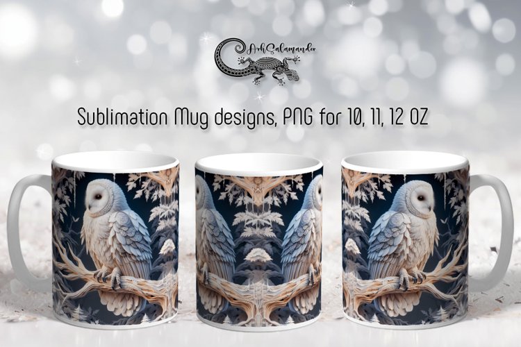 3d style owl | Fantasy Sublimation Mug design PLUS
