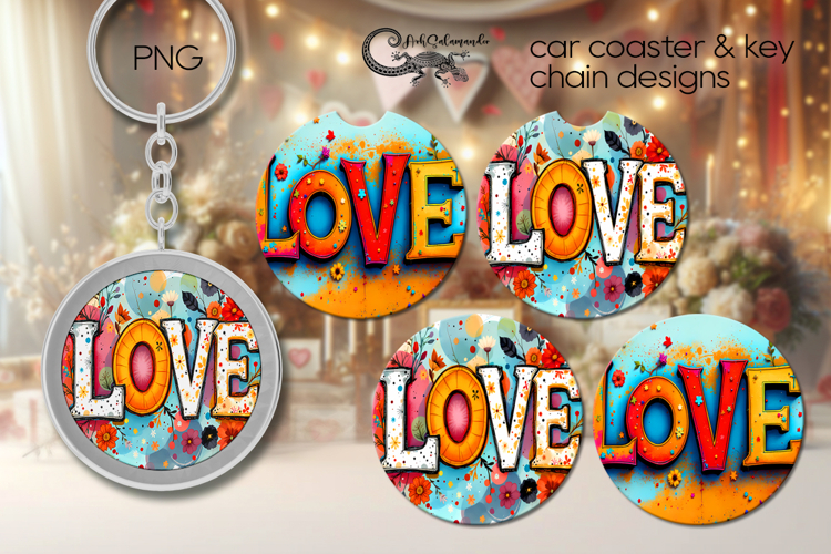 Hippie inscription | Boho Car coaster & key chain designs PL