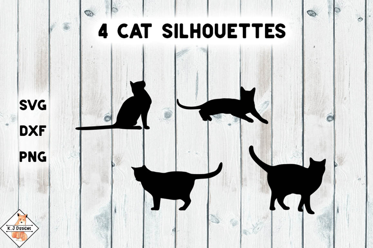Cat Silhouettes SVG DXF PNG
