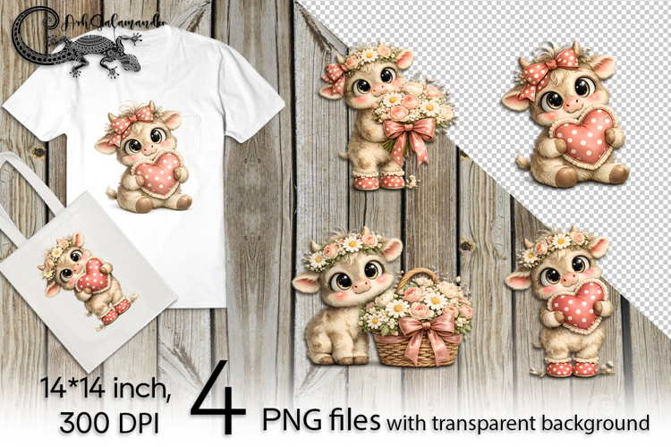 Funny cow | 4 cute PNG Sublimation designs
