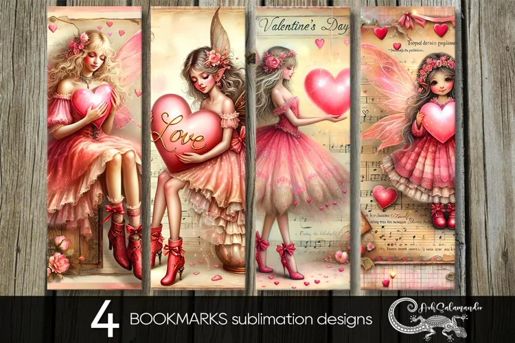 Valentine fairy | cute bookmarks sublimation design PL