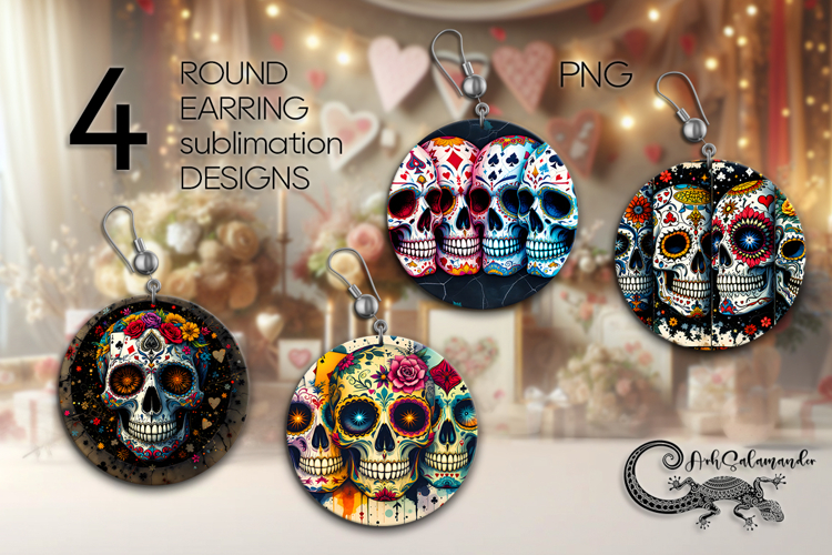 Sugar Skulls | Sublimation round earring design PL