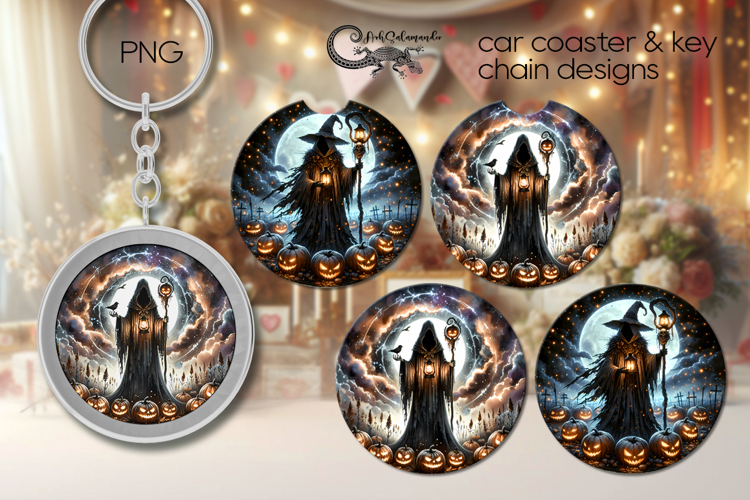 Halloween landscape | Car coaster & key chainsublimation