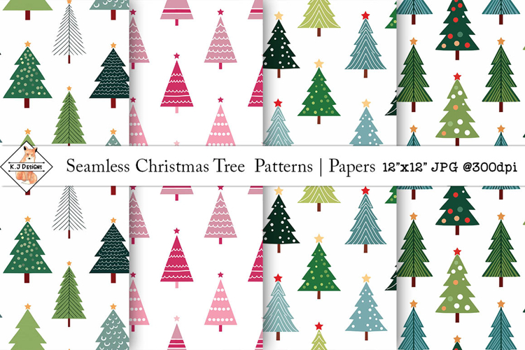Seamless Christmas Tree Pattern Digital Papers