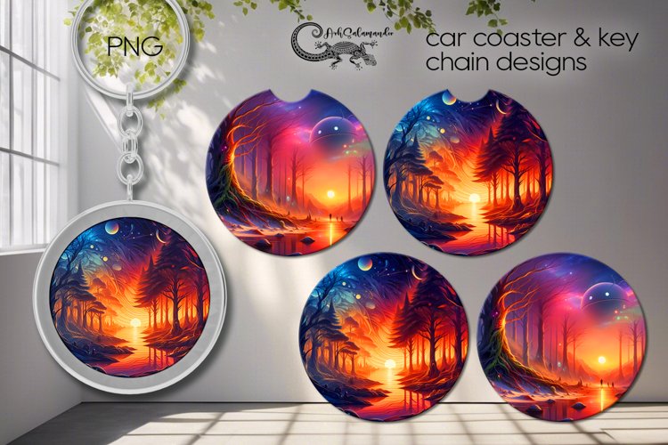 Fantasy | Car coaster   key chain sublimation design PLUS