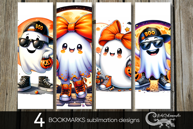 Funny ghost | Cute Halloween bookmarks sublimation design PL