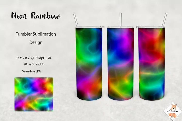 Neon Rainbow Tumbler Sublimation