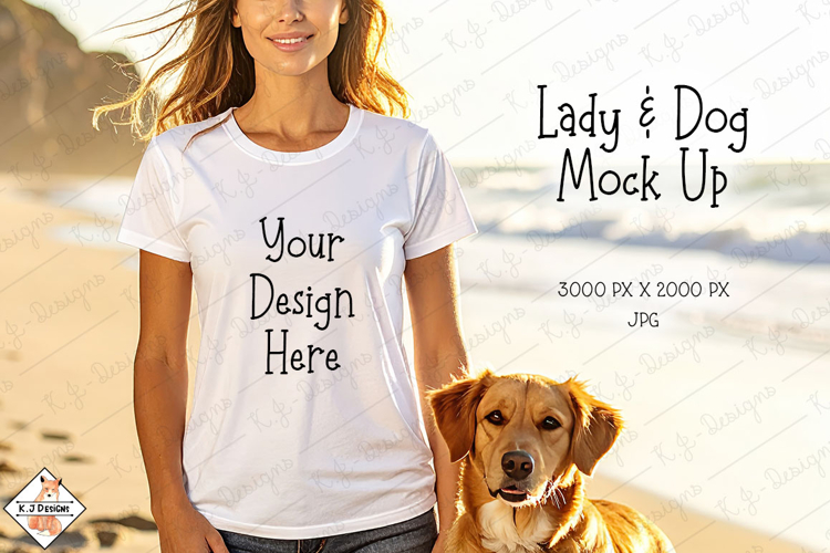 Lady and dog T shirt mock up jpg
