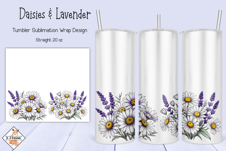 Daisies & Lavender Tumbler Sublimation Wrap