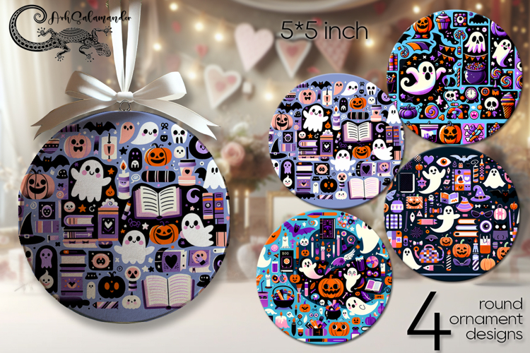 Funny halloween | round ornaments sublimation designs