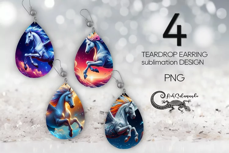 Pegasus | Fantasy Teardrop earring Sublimation design PLUS