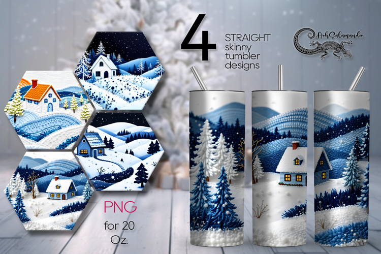 Embroidery Landscape | 4 skinny tumbler Sublimation designs