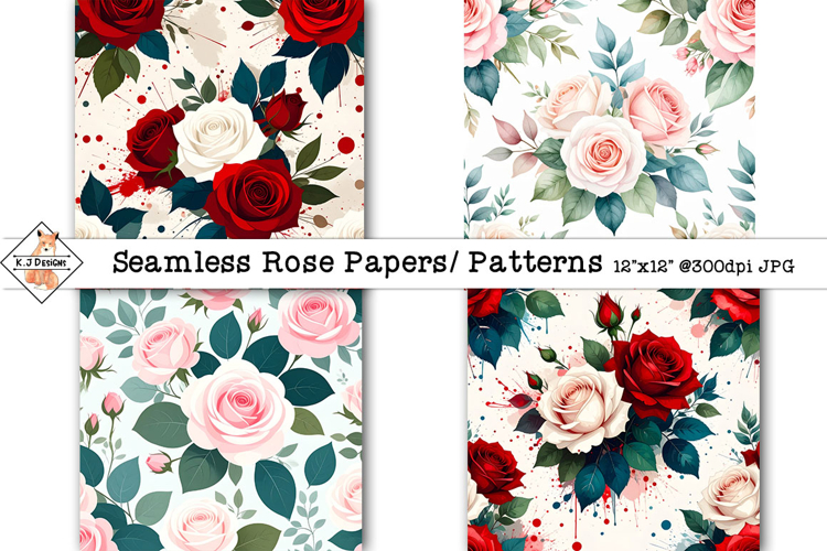 Seamless Roses Digital Papers | Patterns