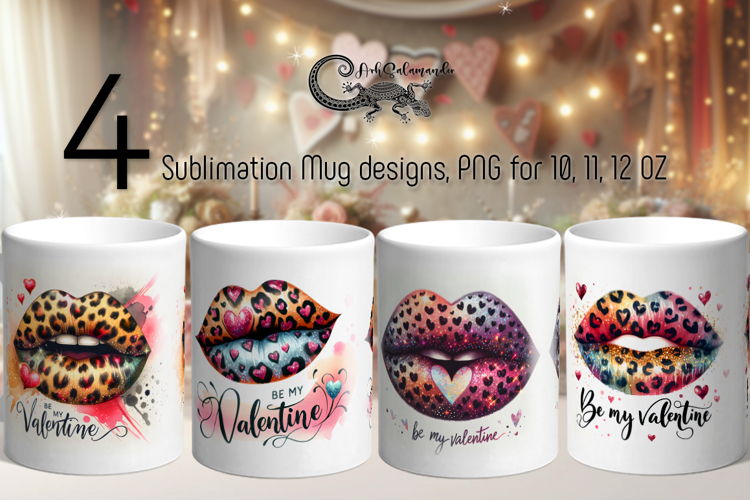 Valentine lips | 4 Valentine Sublimation Mug designs