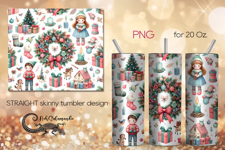 Christmas pattern | Xmas Sublimation Tumbler Design PL