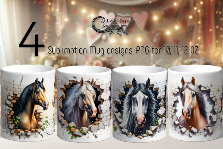 Horse   wall | Mug Sublimation design bundle, PNG