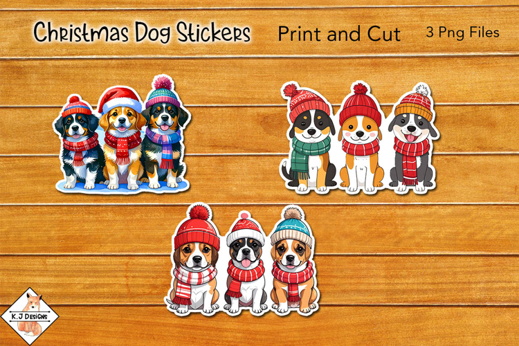 Christmas Dog Stickers | Print and Cut