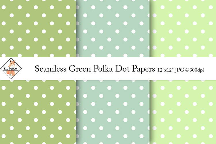 Seamless Green Polka Dot Digital Papers