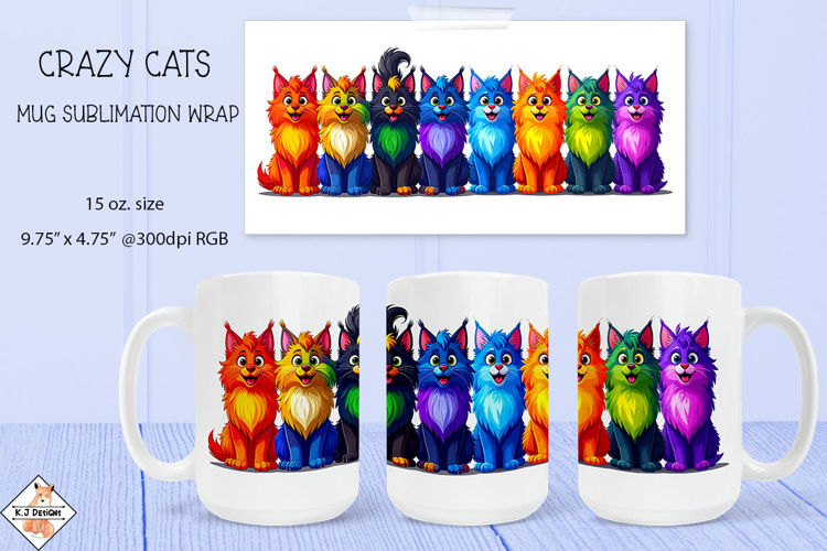 Crazy Cats Mug Wrap Sublimation | 15 oz. Mug