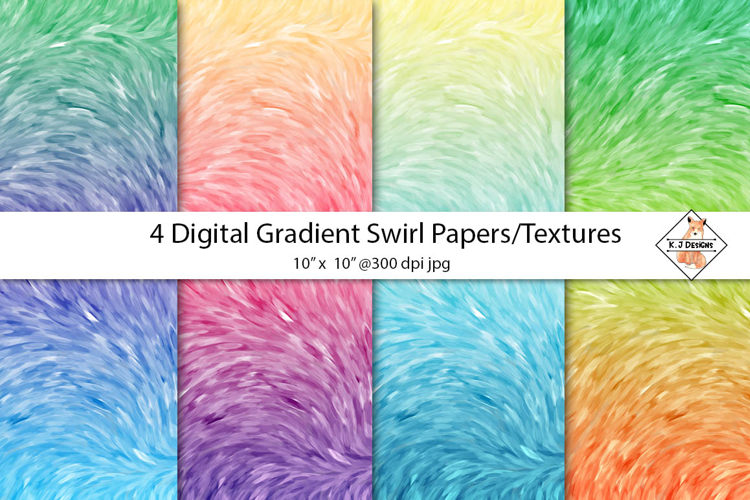4 Digital Gradient Swirl Papers | Backgrounds