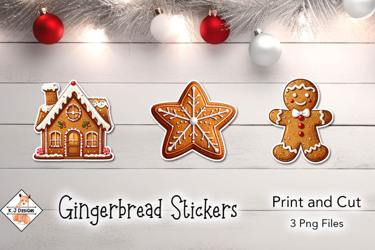 Gingerbread Christmas Stickers | Print and Cut