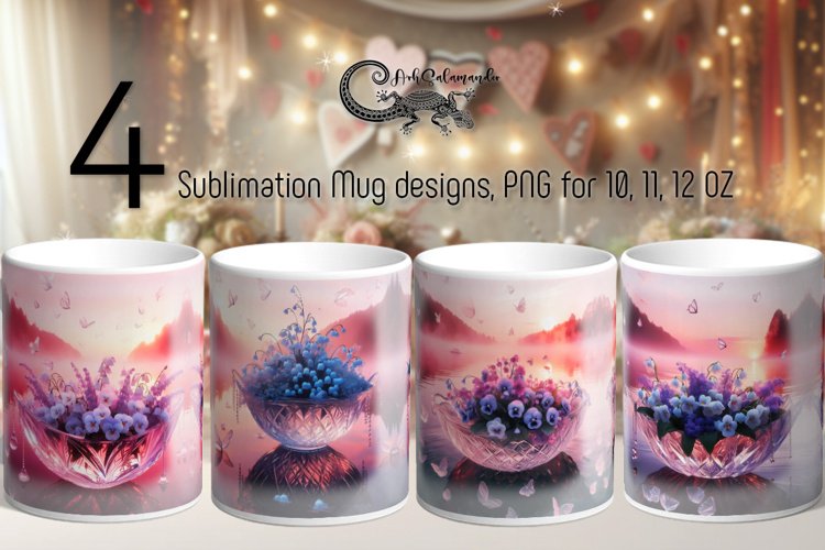Fantasy sunset | 4 Mug Sublimation designs PL