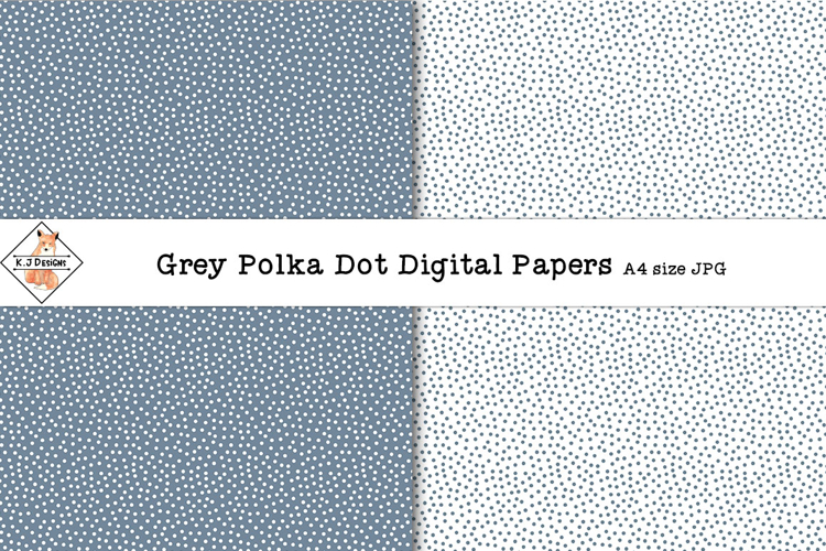 Grey Polka Dot Digital Papers A4