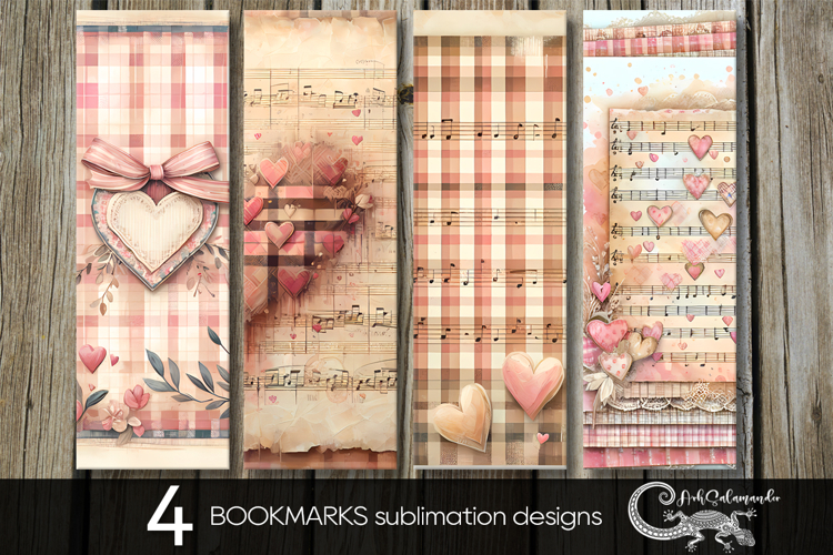 Valentine music | retro bookmarks sublimation design PLUS