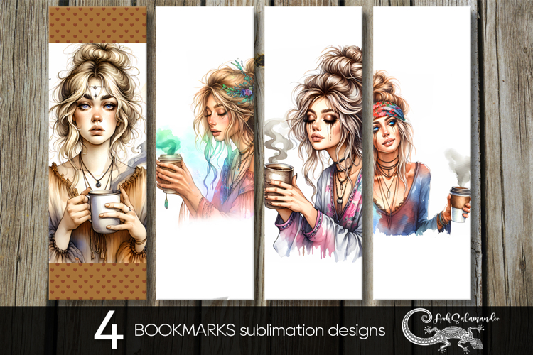 Coffee girl | 4 bookmarks sublimation designs
