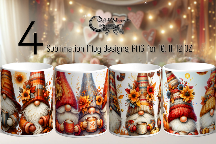 Autumn Gnome Mug | Fall Sublimation Mug design bundle