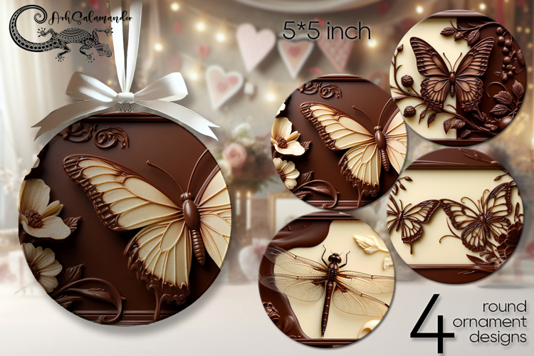 Chocolate is my love | 4 round ornaments sublimation designs