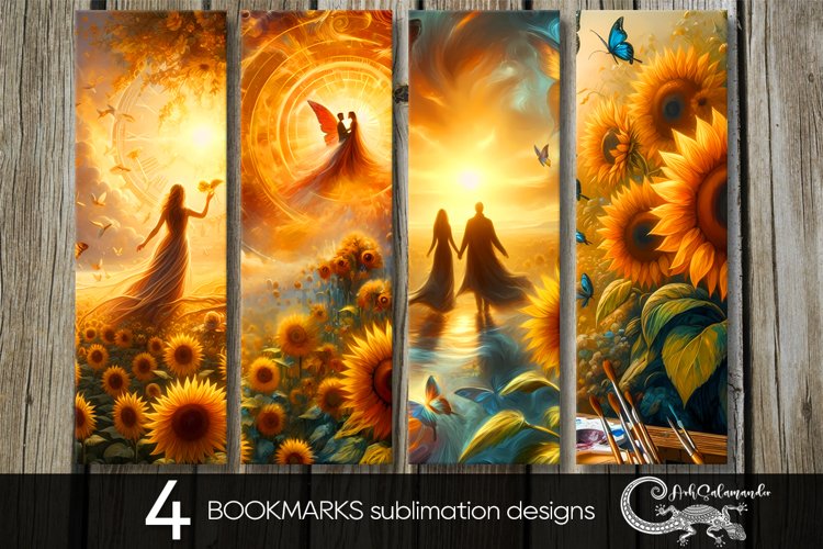 Romantic sunflowers | bookmarks sublimation design PLUS example image 1