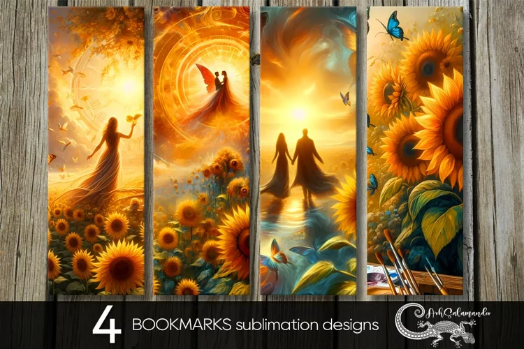 Romantic sunflowers | bookmarks sublimation design PLUS