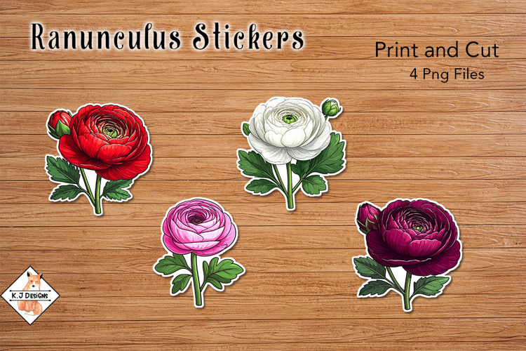 Ranunculus Flower Stickers | Print and Cut