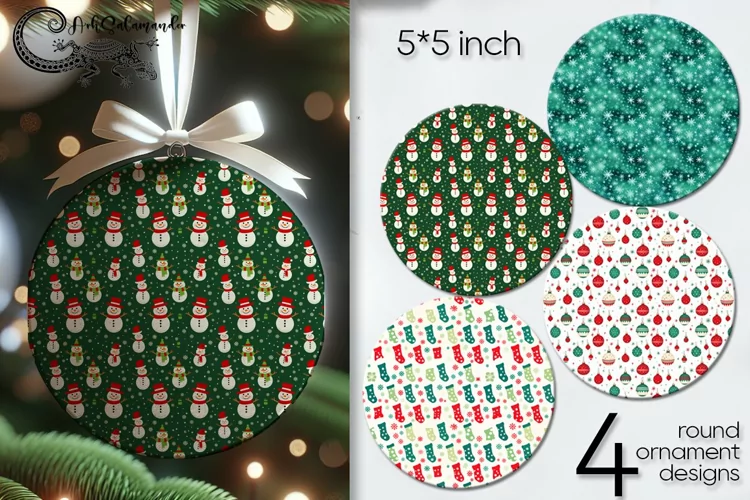 Christmas pattern | Xmas round ornaments sublimation PL