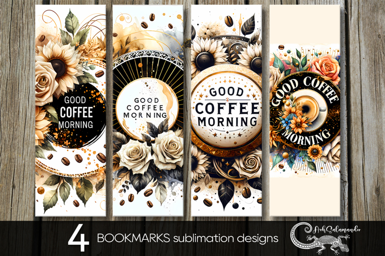 Coffee & flowers | 4 bookmarks sublimation designs PLUS