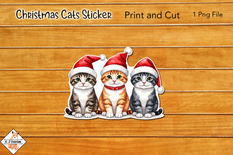 Christmas Cats Sticker | Print and Cut