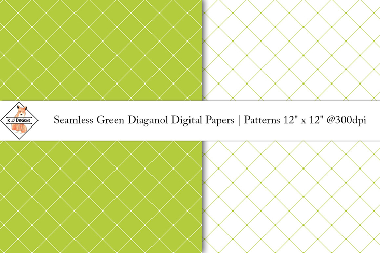 Green Diagonal Digital Papers | Patterns | Scrapbooking