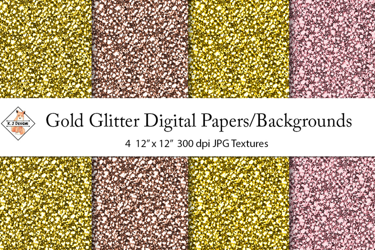Gold Glitter Digital Papers | Backgrounds