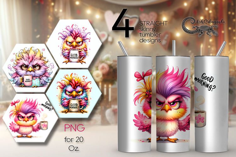 Good morning | 4 skinny tumbler Sublimation designs PL