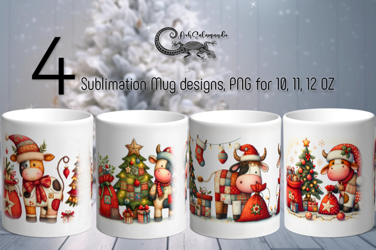 Christmas patchwork | 4 retro Sublimation Mug designs