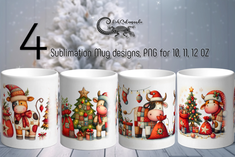 Christmas patchwork | 4 retro Sublimation Mug designs